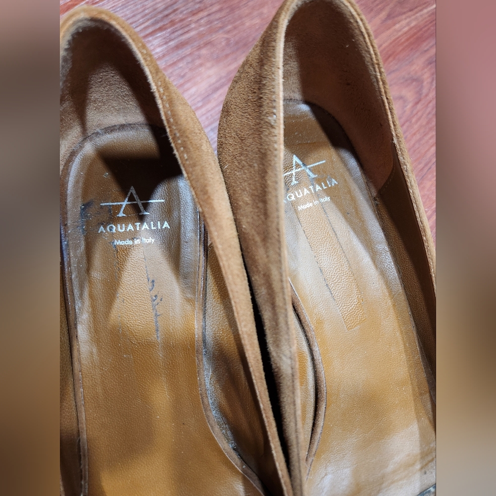 Aquatalia Neely Suede Brown Block Heels Tan Pasha - Picture 9 of 9